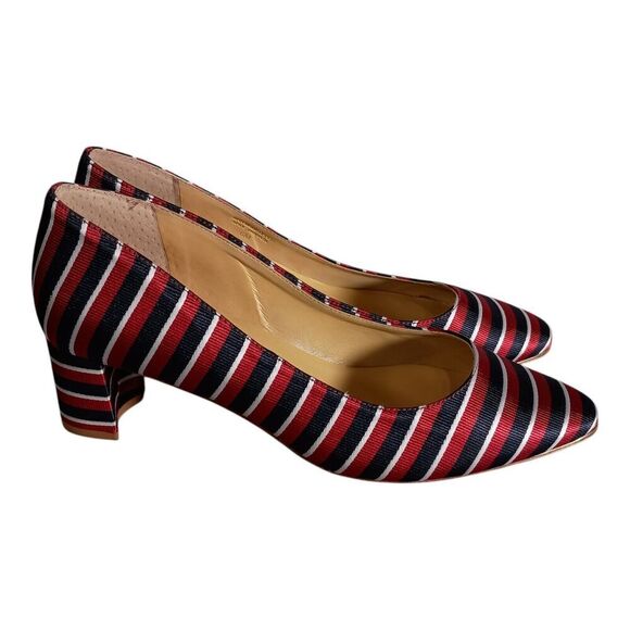 Talbots Kelsey Block Heel Pumps Shoes Textile Striped Women's 6 - Picture 2 of 8